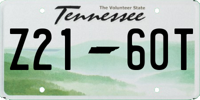 TN license plate Z2160T