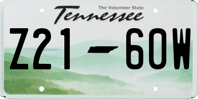 TN license plate Z2160W