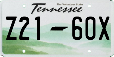 TN license plate Z2160X