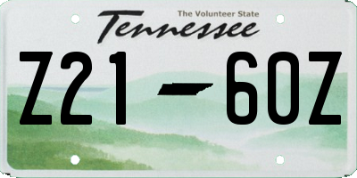 TN license plate Z2160Z