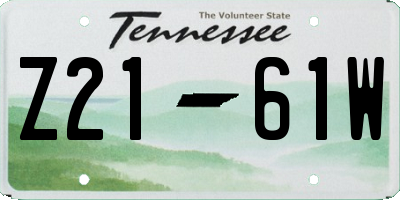 TN license plate Z2161W
