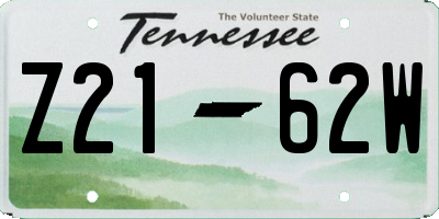 TN license plate Z2162W