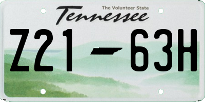 TN license plate Z2163H