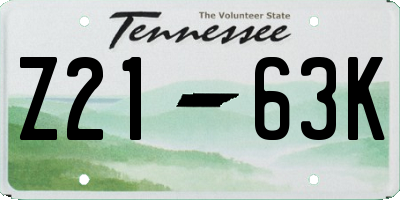 TN license plate Z2163K