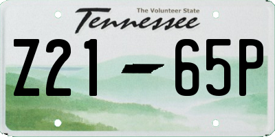 TN license plate Z2165P