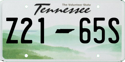 TN license plate Z2165S