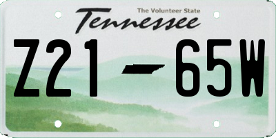 TN license plate Z2165W