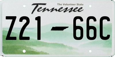 TN license plate Z2166C