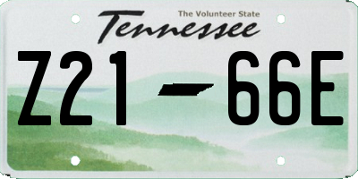 TN license plate Z2166E