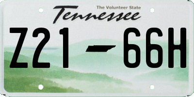 TN license plate Z2166H