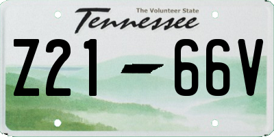 TN license plate Z2166V
