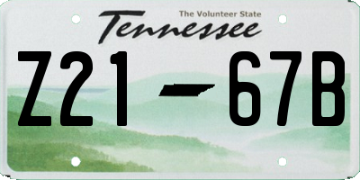 TN license plate Z2167B