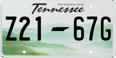 TN license plate Z2167G