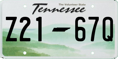 TN license plate Z2167Q