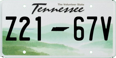 TN license plate Z2167V