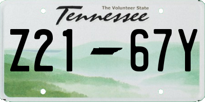 TN license plate Z2167Y