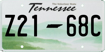 TN license plate Z2168C