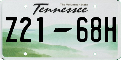 TN license plate Z2168H