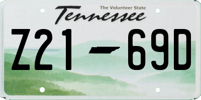 TN license plate Z2169D