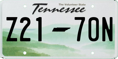 TN license plate Z2170N