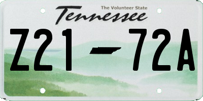 TN license plate Z2172A