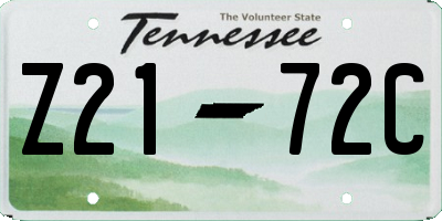 TN license plate Z2172C