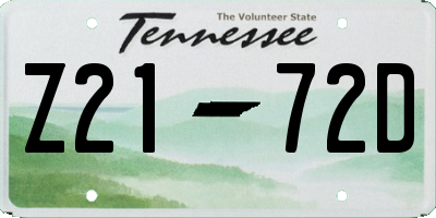 TN license plate Z2172D