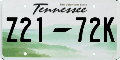 TN license plate Z2172K