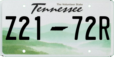 TN license plate Z2172R