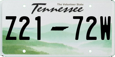 TN license plate Z2172W