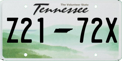 TN license plate Z2172X