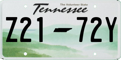 TN license plate Z2172Y