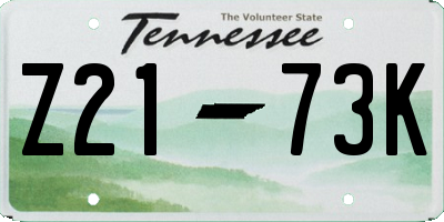 TN license plate Z2173K