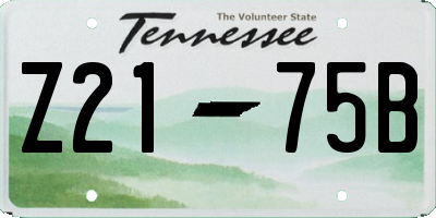 TN license plate Z2175B