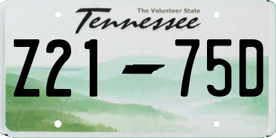 TN license plate Z2175D