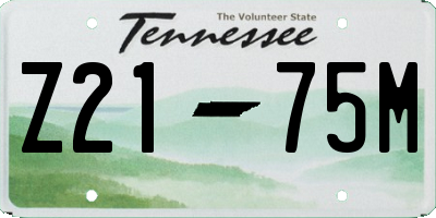 TN license plate Z2175M