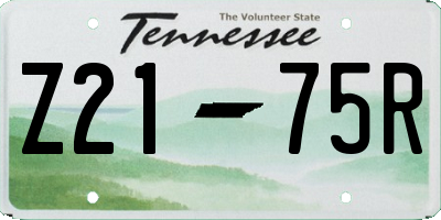 TN license plate Z2175R