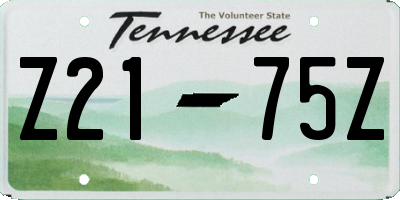 TN license plate Z2175Z