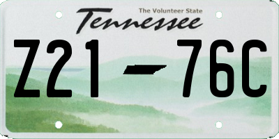 TN license plate Z2176C