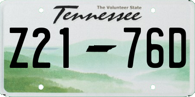 TN license plate Z2176D