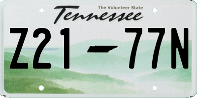 TN license plate Z2177N