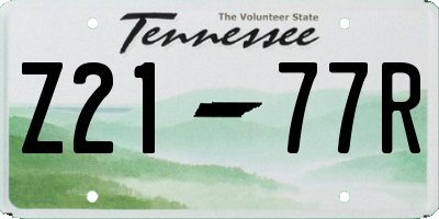 TN license plate Z2177R