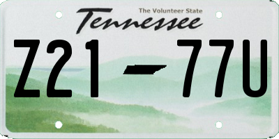 TN license plate Z2177U