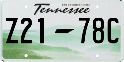 TN license plate Z2178C