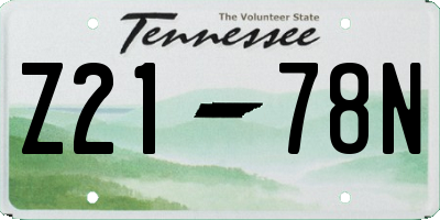 TN license plate Z2178N