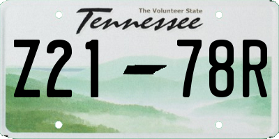 TN license plate Z2178R