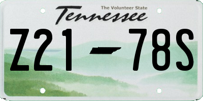 TN license plate Z2178S