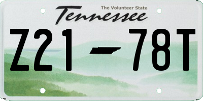 TN license plate Z2178T