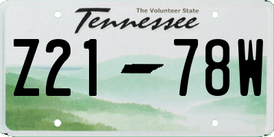 TN license plate Z2178W