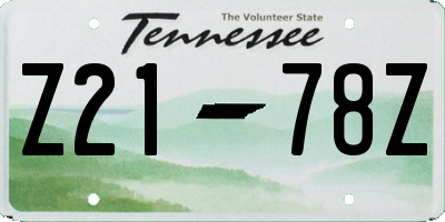 TN license plate Z2178Z